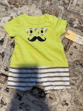 Cherokee Green Short-Sleeve Baby Romper with Tag